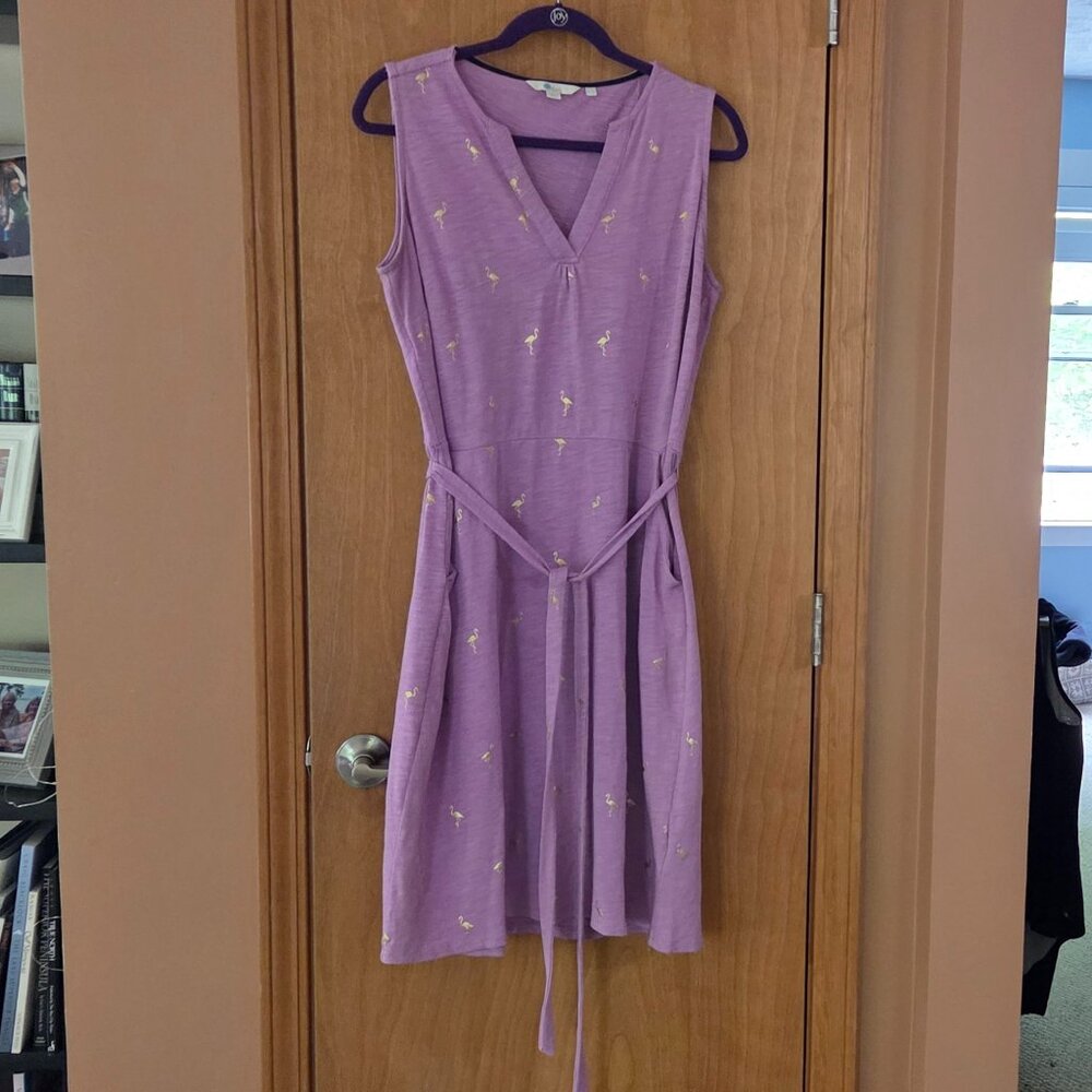 Boden Women's Sleeveless Lavender Flamingo Print Dress